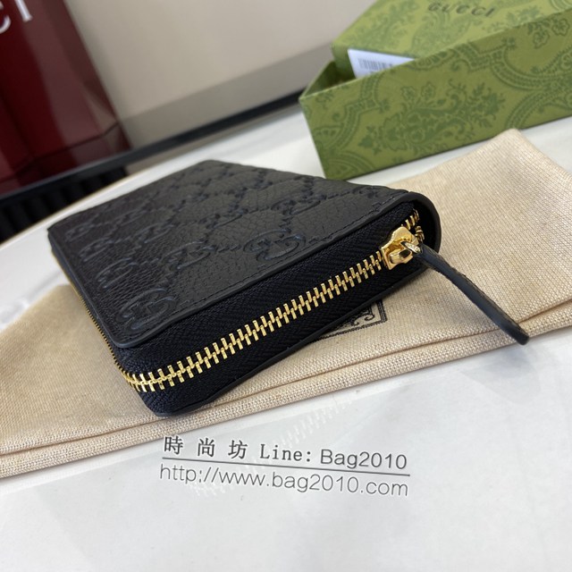 Gucci專櫃古馳最新款Emblem系列超柔軟荔克色壓花/全皮錢包 jh2078型號：821803